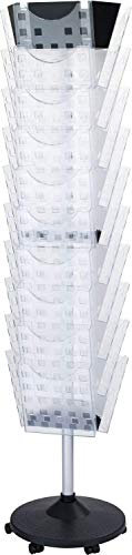 helit H6255802 - Prospektbodenständer drehbar „the giant grid“, 30 Taschen, DIN A4, glasklar / silber