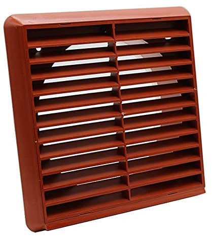 Kair Terracotta Louvred Grille 183mm External Dimension Wall Ducting Air Vent with Round 150mm - 6 inch Rear Spigot
