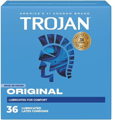 TROJAN ENZ Lubricated Condoms, Latex Condoms For Contraception and STI Protection, America’s Number One Condom, 36 Count Value Pack