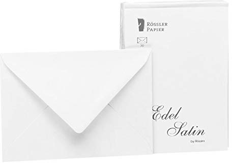 Rössler Papier 2031838001 - Edel Satin - Briefumschlagpack 20/C6 mit Seidenfutter, weiß