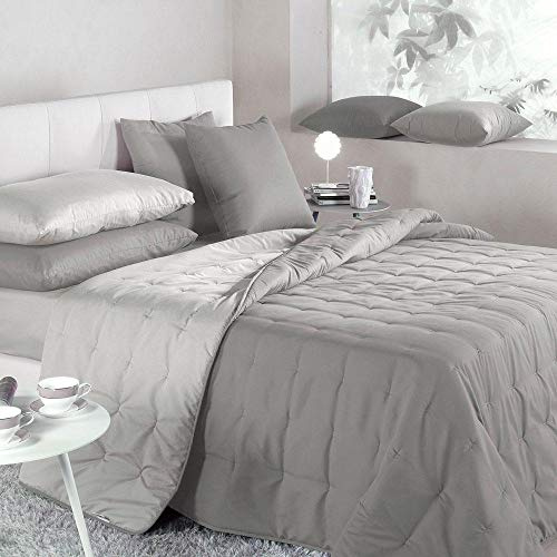 Caleffi 55136 Microfibra Mia Calduccia Coperta Mezza Stagione per Matrimoniale Letto, Grigio