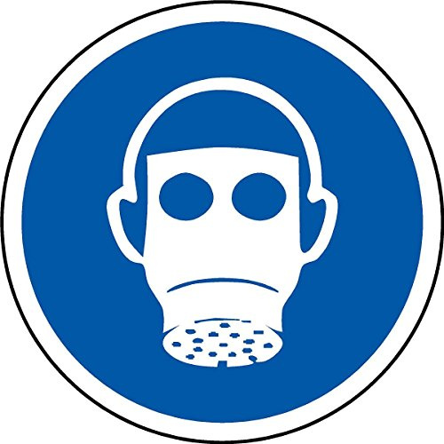 ISO Safety Label Sign - International Wear Respiratory Protection Symbol - Self Adhesive Sticker 100mm Diameter