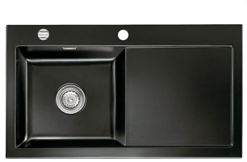 Systemceram Mera 90 Nero Keramikspüle Excenterbetätigung