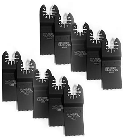 LUMBER JACK Multi Tool Blades 10 Piece Corse Cut 34mm Compatible with Bosch Makita Fein Multitool, Quick Release, Wood Metal Universal Saw Blade