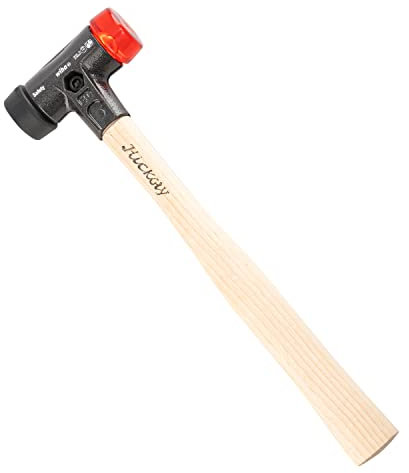 Wiha Schonhammer Safety mittelweich und hart (26613) I Gummihammer mit hochwertigem Hickory Holzstiel I Rund-Schlagkopf 50mm