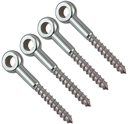 4x Stück Edelstahl V4A Augbolzen mit Holzgewinde 6 * 60