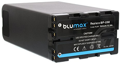 Blumax Akku 7800mAh - 14,4V - 112,3Wh für Sony BP-U60, BP-U30, BP-U90, BP-U95 passend für PMW-EX1, PMW-EX3,PMW-F3, PMW-100, PMW-150, PMW-200, PXW-FS7, PXW-X160, PXW-X180, PXW-X200