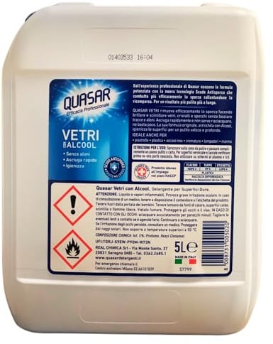 QUASAR VETRI TANICA 5 LITRI TANICA FORMATO PROFESSIONALE