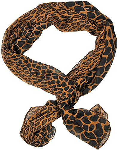 Tumundo Tuch Halstuch Schal Rundschal Langschal Leopard Leo Animalprint Braun Blau Kopftuch Damen Mädchen Kinder Unisex, Variante:braun