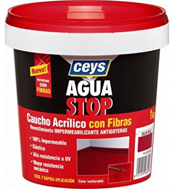 Aguastop ceys M92283 - Impermeabilizante aquastop caucho acrilico con fibras rojo 1 kg