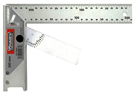Connex COX780625 - Squadra in alluminio anodizzato con meccanismo di bloccaggio e punta regolabile, 250 mm
