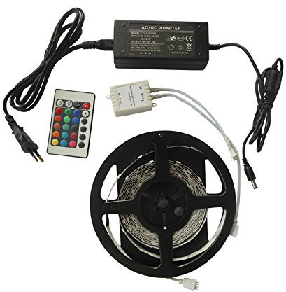 5 Meter RGB LED Streifen mit Fernbedienung, Netzteil, Controller Wasserdicht SET (183)