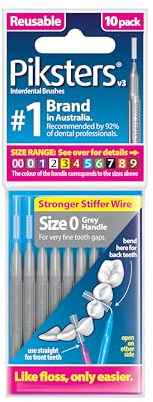 Piksters Interdental Brush Very Tight Gaps 10 Pack Grey Size 0