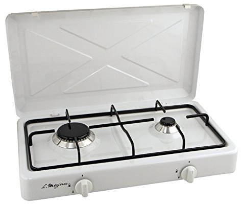 MEZIERES rechaud gaz butane camping - grille acier émaillée, Blanc