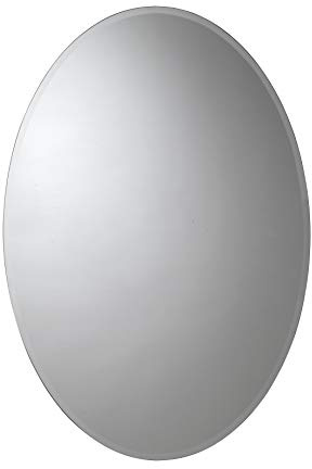 Croydex Orwell 79 x 53cm Oval Bathroom Mirror Cabinet -No Assembly Required | Flexi-Fix™ easy fit bracket | Recessed or suface mounted | 2 Adjustable Shelves | Wide 150 Hinges | Magnetic Door Catch