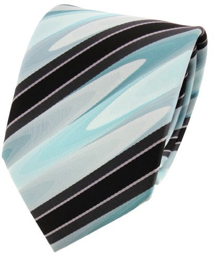 TigerTie Designer Krawatte in mint grün schwarz anthrazit grau gestreift