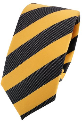 TigerTie - schmale Designer Krawatte in gelb goldgelb anthrazit schwarz gestreift