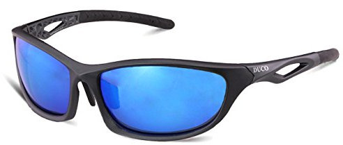 DUCO polarisierte Sonnenbrillen fürs Angeln Golf Outdoor Sportaktivitäten bruchfeste Sonnenbrille für Frauen und Männer TR90-Rahmen 6211 (Gunmetal Rahmen Revo Blau Linse)
