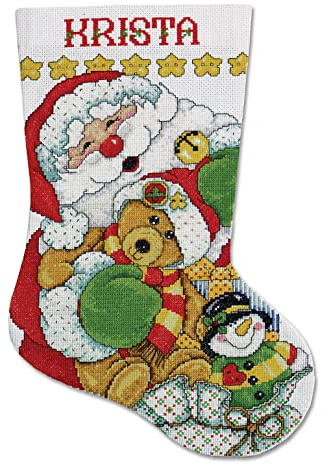 Kreuzstich Stickpackung Weihnachtsstrumpf Santa, Zählmuster
