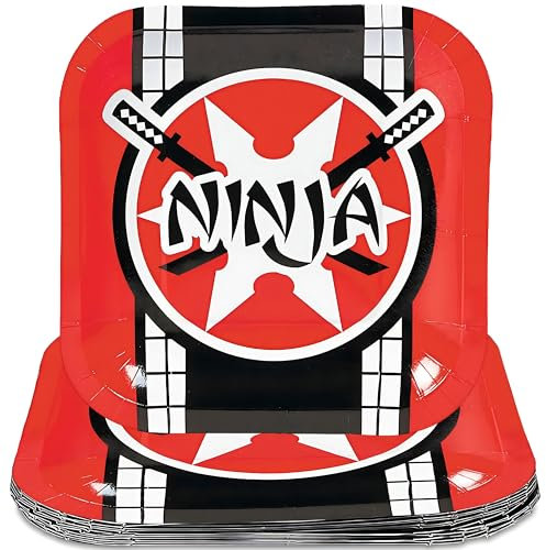 Fun Express - Ninja Warrior Dessert Plates for Birthday - Party Supplies - Print Tableware - Print Plates & Bowls - Birthday - 8 Pieces