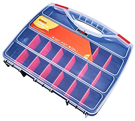 Amtech S6460 Storage Box, Screw Box Organiser for Hardware Assortment, 23 Compartments with Removable Dividers
