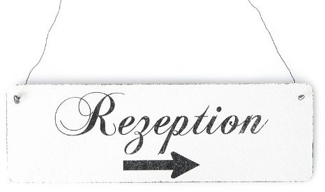 Interluxe Shabby Vintage Schild Türschild REZEPTION Pfeil RECHTS Holzschild