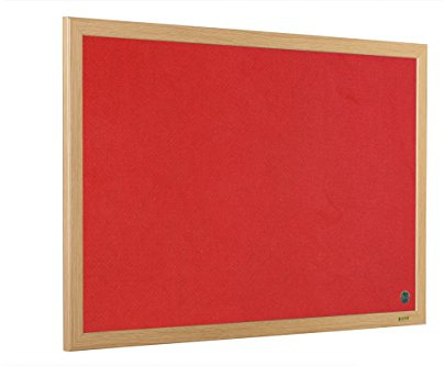 Bi-Office Earth-it Executive – Felt Board with Oak Frame, 1200 x 900 mm, red