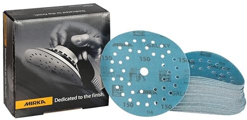 Mirka Galaxy papel de lija epoxi 125mm velcro grano 150 para el lijado de resina epoxi, madera, epoxi, rivertable / 50 unidades discos de lijado
