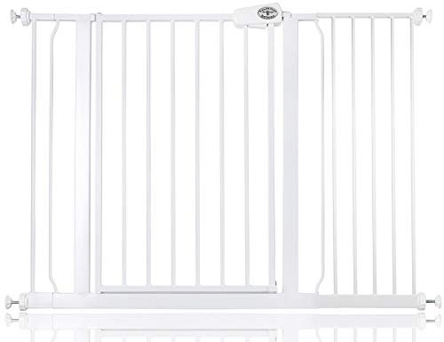 Bettacare Barrière de Sécurité Easy Fit, Barrière d'Escalier à Fixation par Pression pour Bébé, Installation Facile pour Portes, Couloirs et Espaces, 113,8cm - 121,8cm, Couleur Blanc