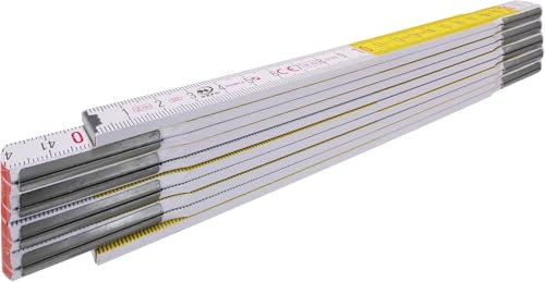 Doppio Metro 'Stabila' In Legno Di Faggio, Senza Rivetto. Lettura Facilitata A Doppia Millimetratura. Dieci Stecche Colore BiancoGiallo Alternato.