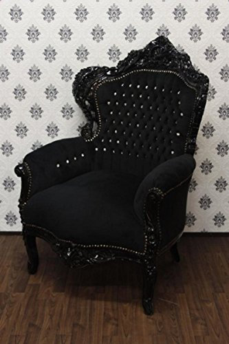 Casa Padrino Barock Sessel King Schwarz/Schwarz Bling Bling - Möbel Antik Stil