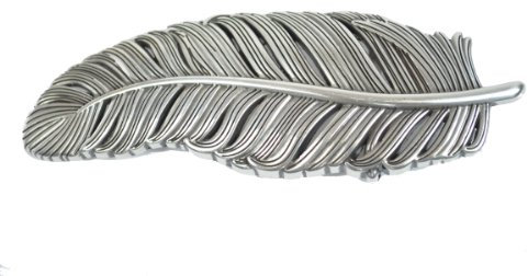 VaModa Gürtelschließe Wechselschließe Gürtelschnalle Buckle Modell Feder, Silber, 14x6cm