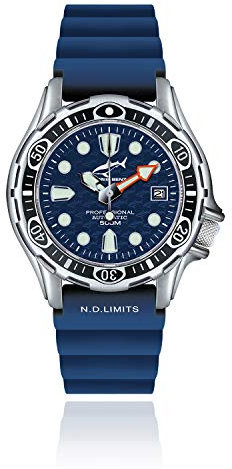 CHRIS BENZ DEEP 500M Automatic Taucheruhr mit blauem Kautschukband, Tiefseeblau