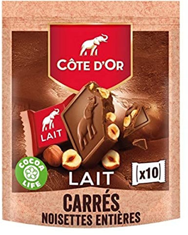 Côte d'Or Chocolat extra-fin au lait et noisettes entières - Le sachet de 10x20g, 200g