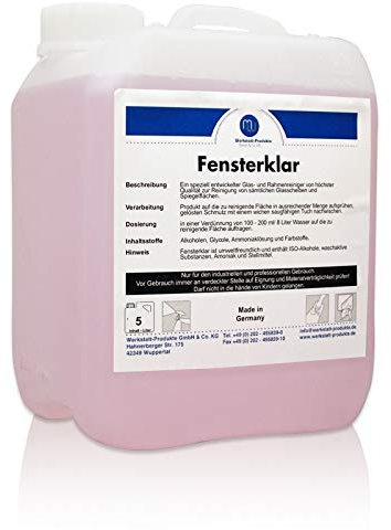 MW Fensterklar Glas Scheibe Rahmen Spiegel Reiniger Salmiak Konzentrat 5L