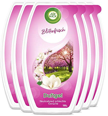Air Wick Duftgel – Klassisches Duftgel mit reichhaltigem Duft nach zarten Blumen – Duft: Blütenfrisch – 6 x 150g