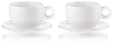 Guzzini Fratelli Gocce, Set de 2 Tasses à Petit-déjeuner avec sous-Tasses, SMMA|Porcelain
