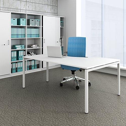 Weber Büroleben GmbH Winkelschreibtisch Links NOVA 180 x 120 cm in Weiß Computertisch Eckschreibtisch, Gestellfarbe:Weiß
