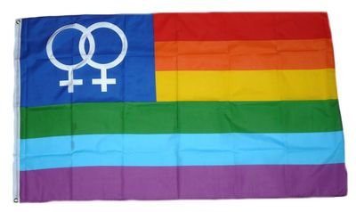 Fahne/Flagge Regenbogen Lesbian 90 x 150 cm Flaggen