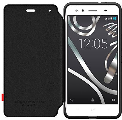 BQ Aquaris X5 Duo - Funda (material termoplástico exterior flexible, microfibra interior, función de activación de pantalla), color negro