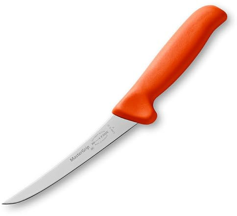 F. DICK Ausbeinmesser MasterGrip 15 cm, steif - rostfrei, Klinge extra scharf, 56 HRC, Fleischermesser ergonomischer Griff - Spezialstahl Metzgermesser - Profi Messer - 82891151-53 - orange