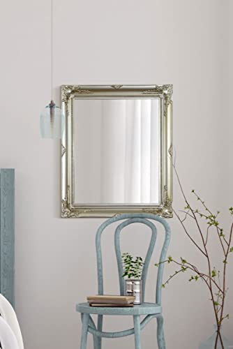 Large Glass Silver Ornate Antique Design Wall Mirror 30 X 26, 76cm X 66cm