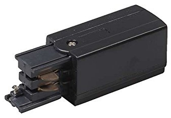 QAZQA - Modern Stromzufuhr für 3-Phasen-Schiene rechts schwarz - 3-phasig - Kunststoff Rechteckig - LED geeignet