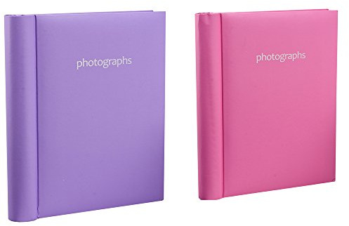 Arpan 2 Pack of Photo Albums Self Adhesive Large Picture Book Modern Style Wiro Binder In Black/Blue/Red/Vintage Birds/Butterfly (Purple/Pink)