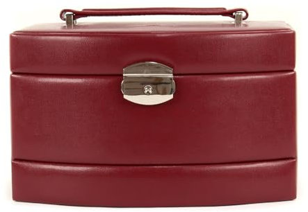 Windrose Merino Schmuckkoffer Automatik Groß + Etui Rot