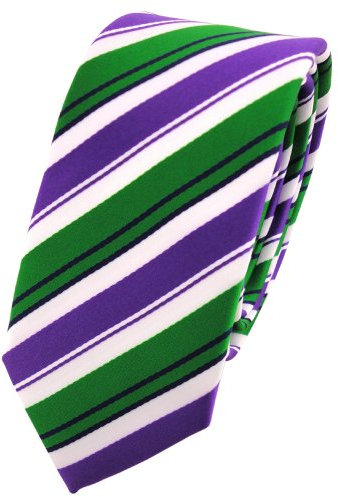 TigerTie schmale Designer Krawatte in lila grün schwarz weiß gestreift
