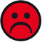 Qualitätsaufkleber Smiley traurig, Rot, Haftpapier, Ø 20 mm, 100 Stück/Rolle