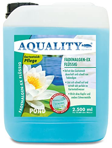 AQUALITY Gartenteich Fadenalgen-EX Flüssig (Flüssiger Fadenalgenvernichter, Algenmittel, Algenentferner. Löst Sich schnell im Teich auf), Inhalt:2.5 Liter