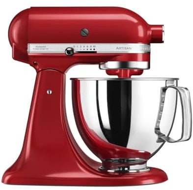 KitchenAid Küchenmaschine I Artisan I Kippbarem Food Processor I Teigknetmaschine mit 4 Zubehör | Schüssel aus Edelstahl | 4.8 L | Empire Rot