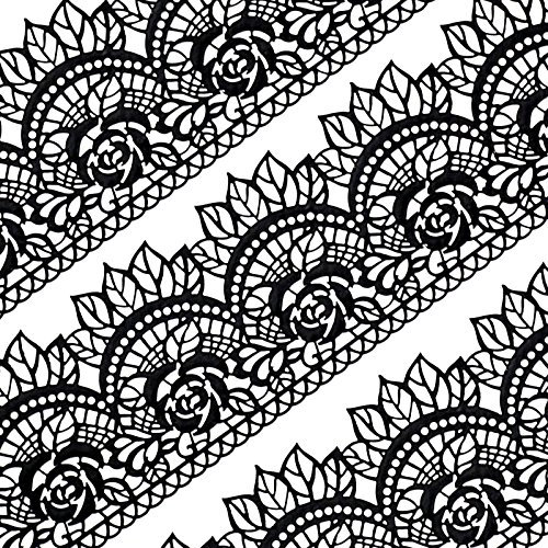 Groß Vorgefertigt Gebrauchsfertig Essbarer Kuchen Spitze Rose Muschel 35.5cm 10tlg Set - Schwarz